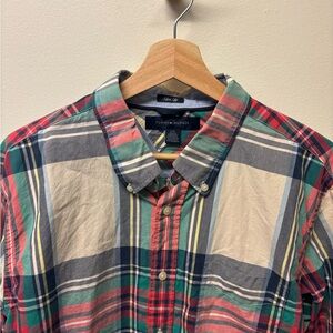 Tommy Hilfiger Button Up Shirt Men Large Plaid Multi
